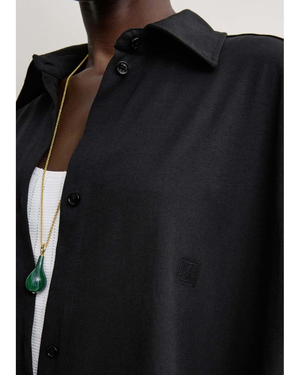Totême Black Button-Fastening Sleeveless Midi Shirt Dress