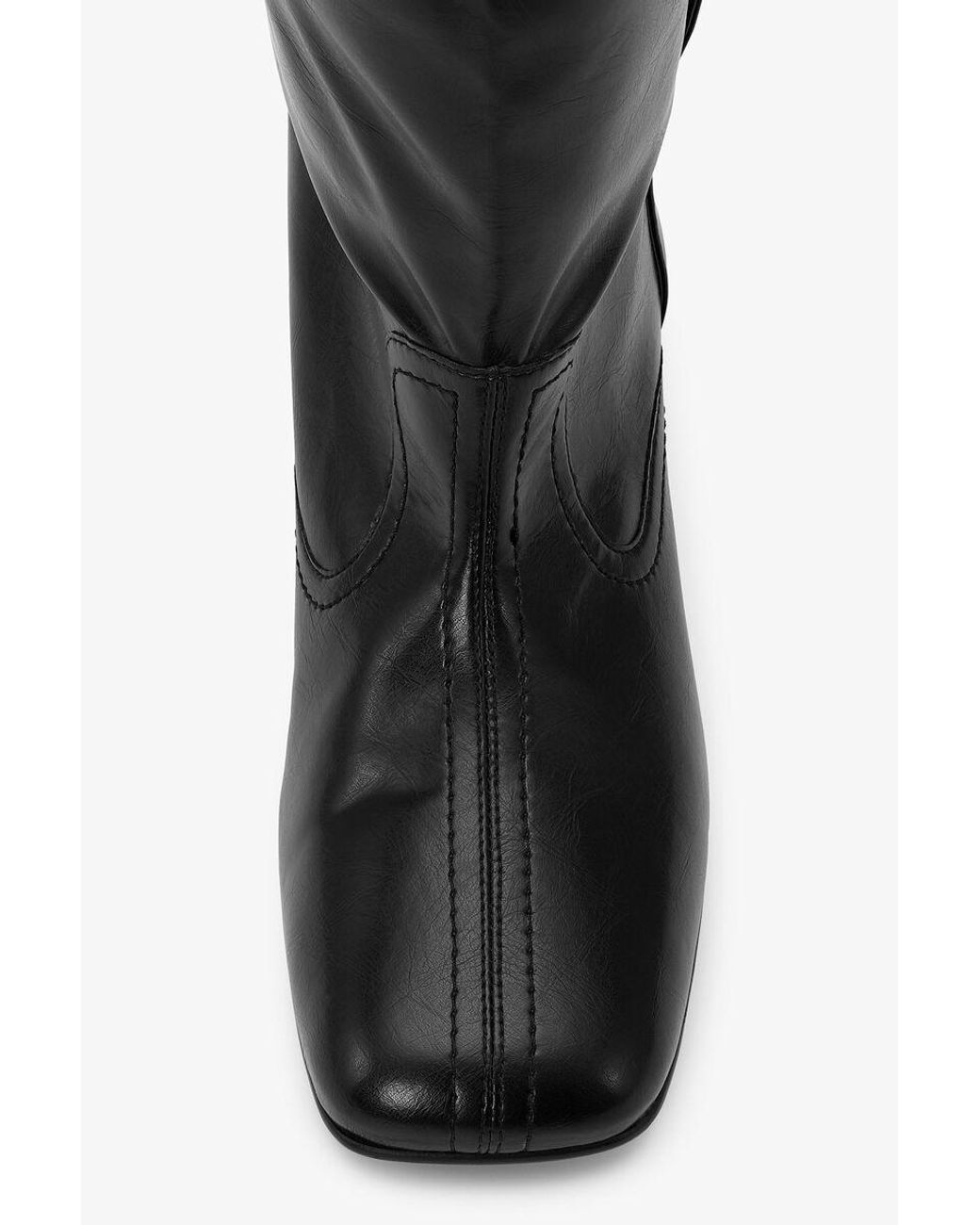 Ganni Black Slouchy Gathered Heeled Boots