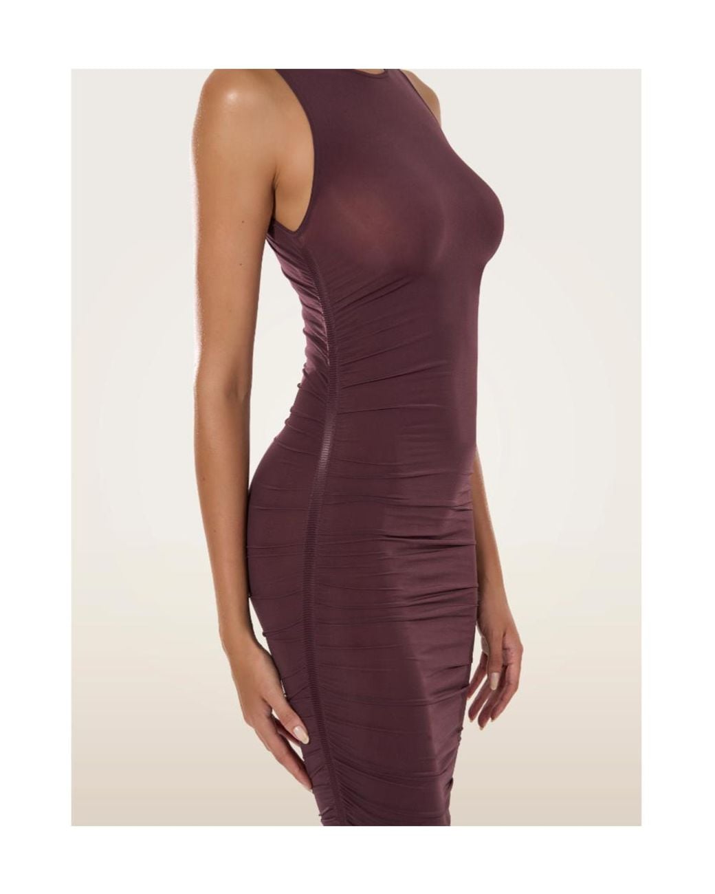 Wolford Red Asymmetric Ruched Midi Dress