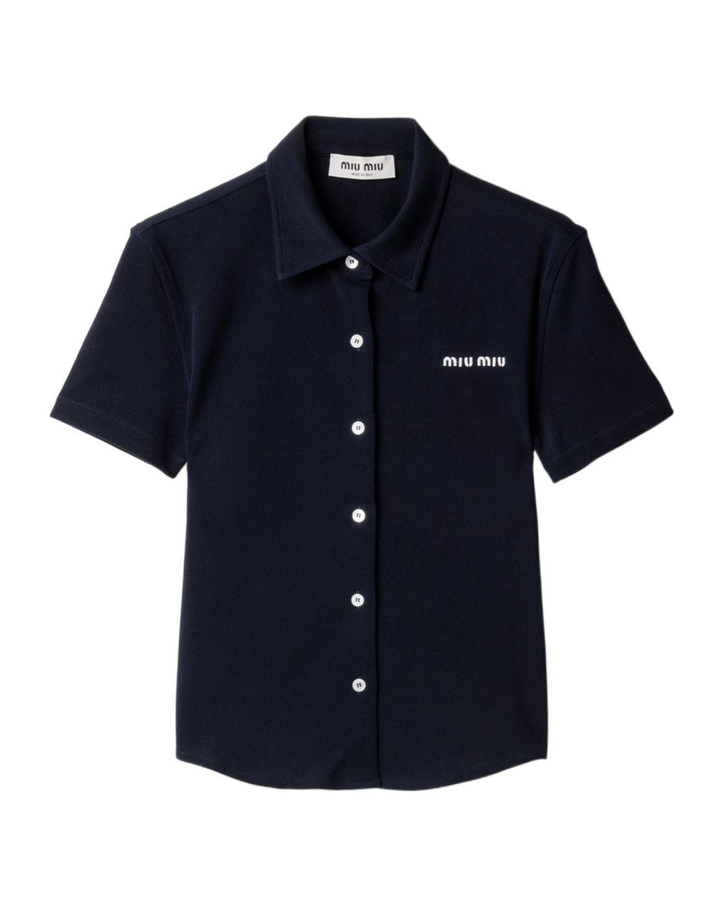 Miu Miu Blue Short-Sleeve Logo Top