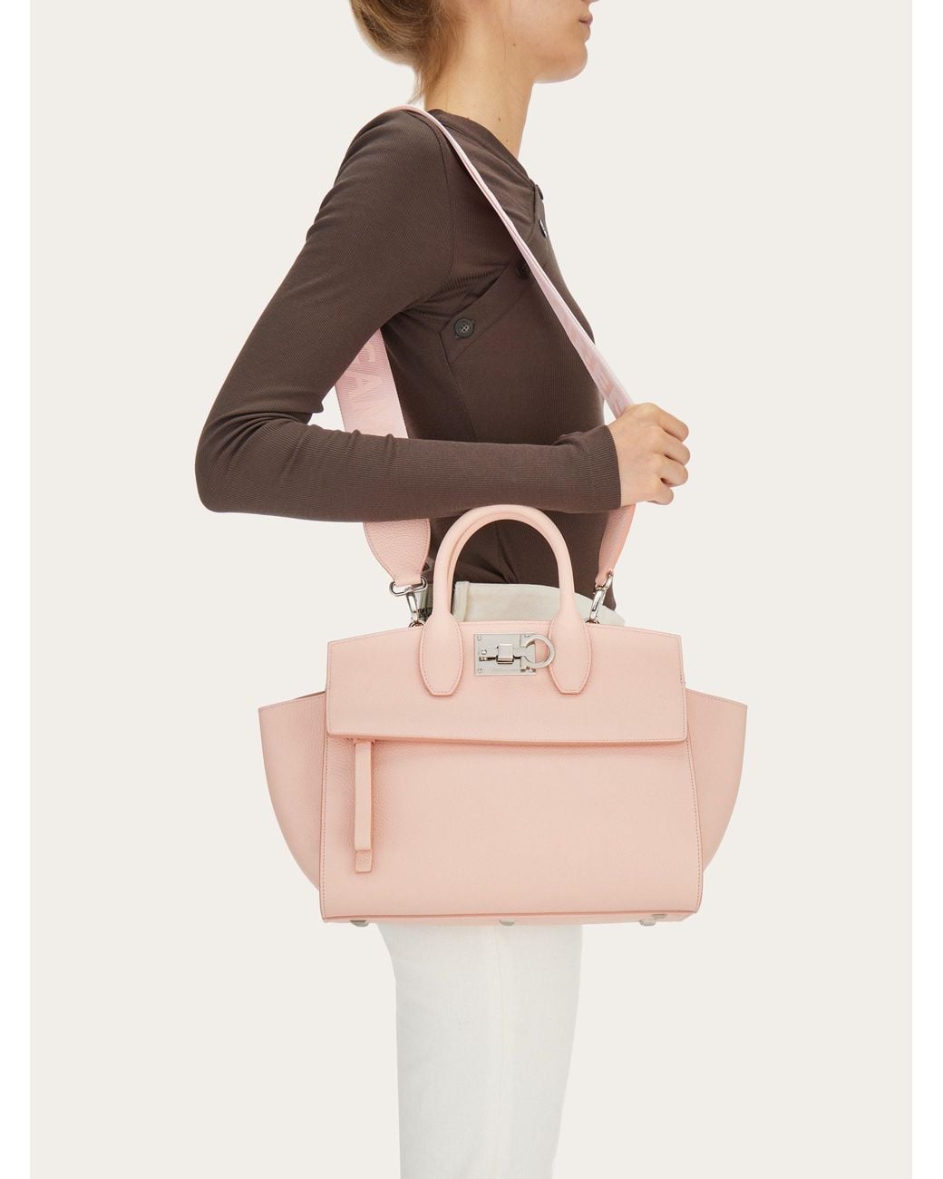 Ferragamo Pink Studio Soft Logo Shoulder Bag