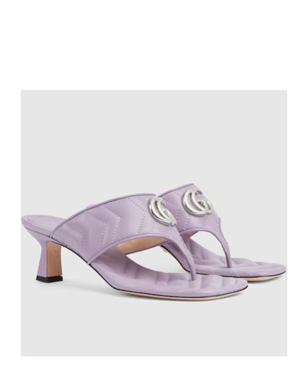 Gucci Double G Marmont Leather Sandals Purple