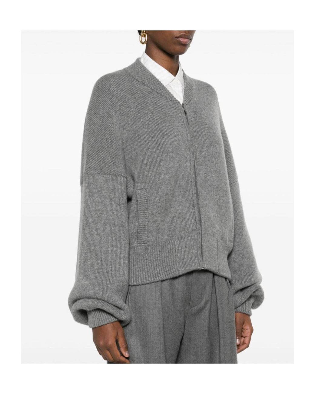 Khaite Gray Rhea Long-Sleeved Zipped Cardigan