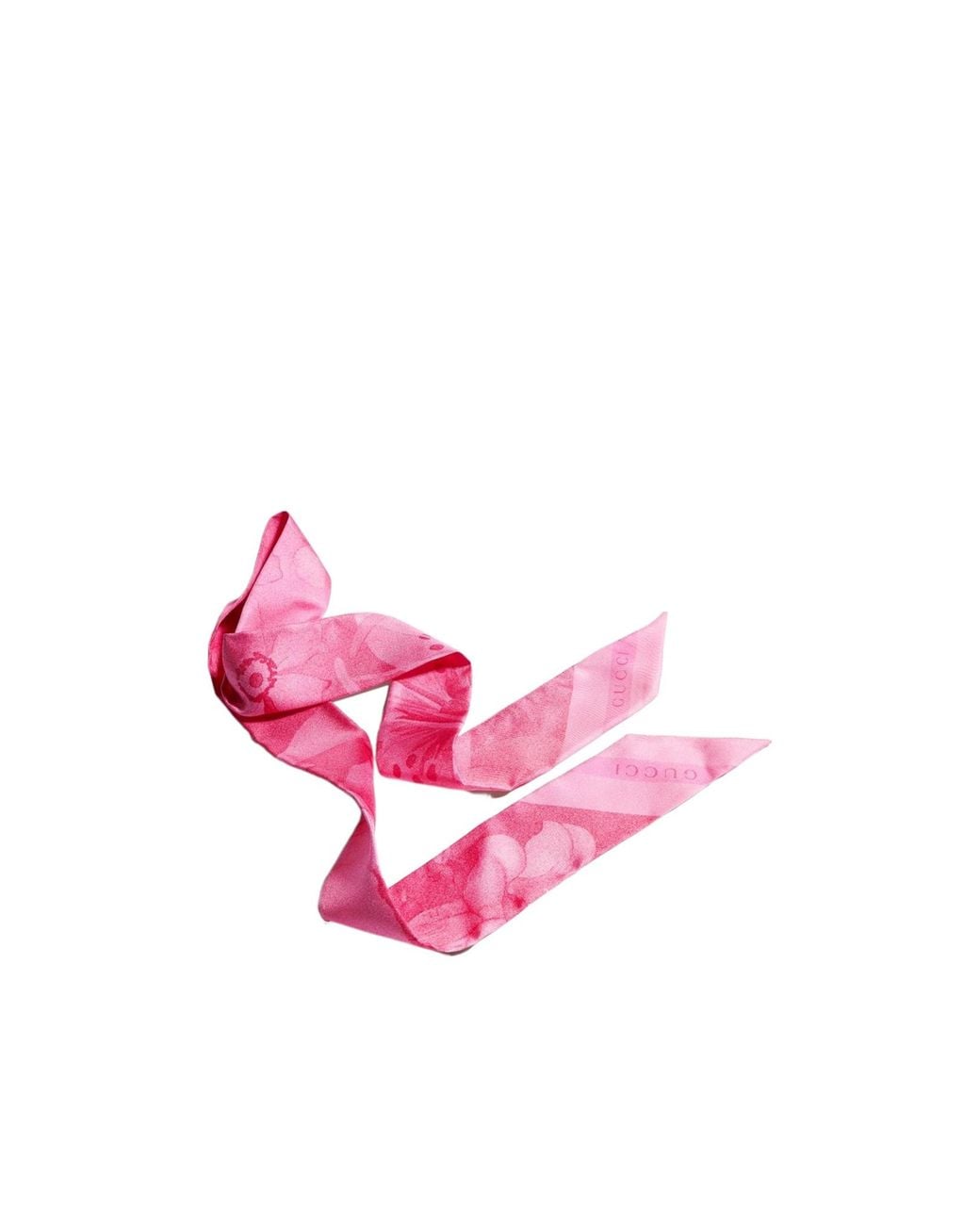 Gucci Pink Printed Silk Twill Ribbon