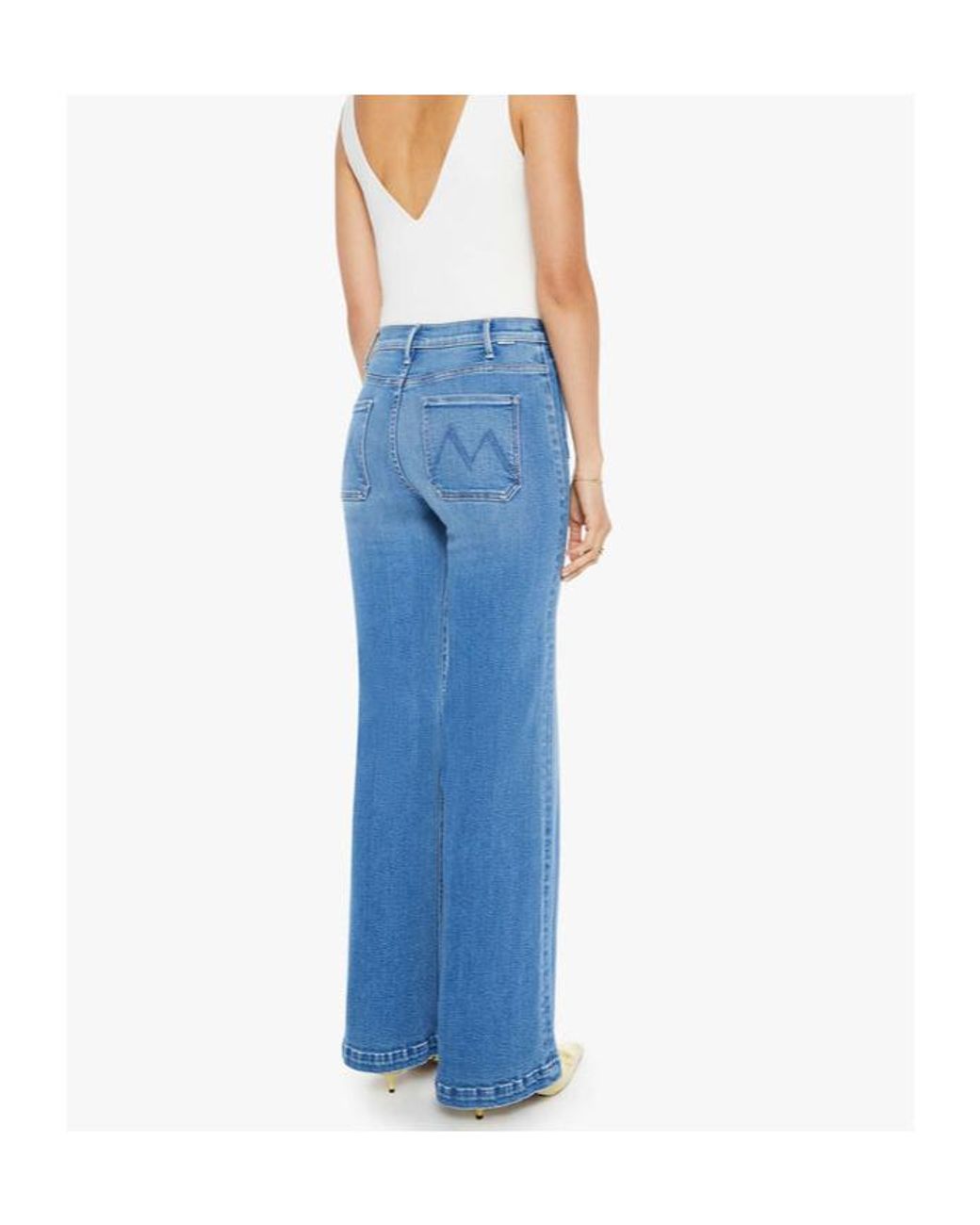 Mother Blue The Hustler Roller Patch Pocket Sneak Jeans