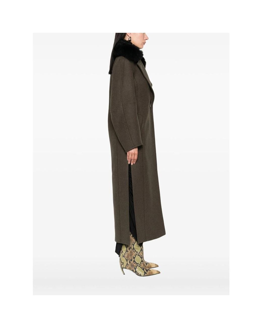 Blumarine Multicolor Single-Breasted Shearling Detailed Coat