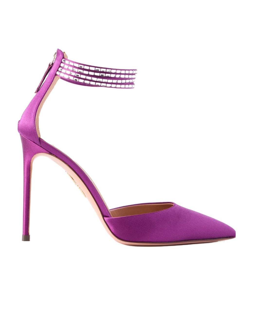 Aquazzura Pink Crystal-Embellished Satin Pumps