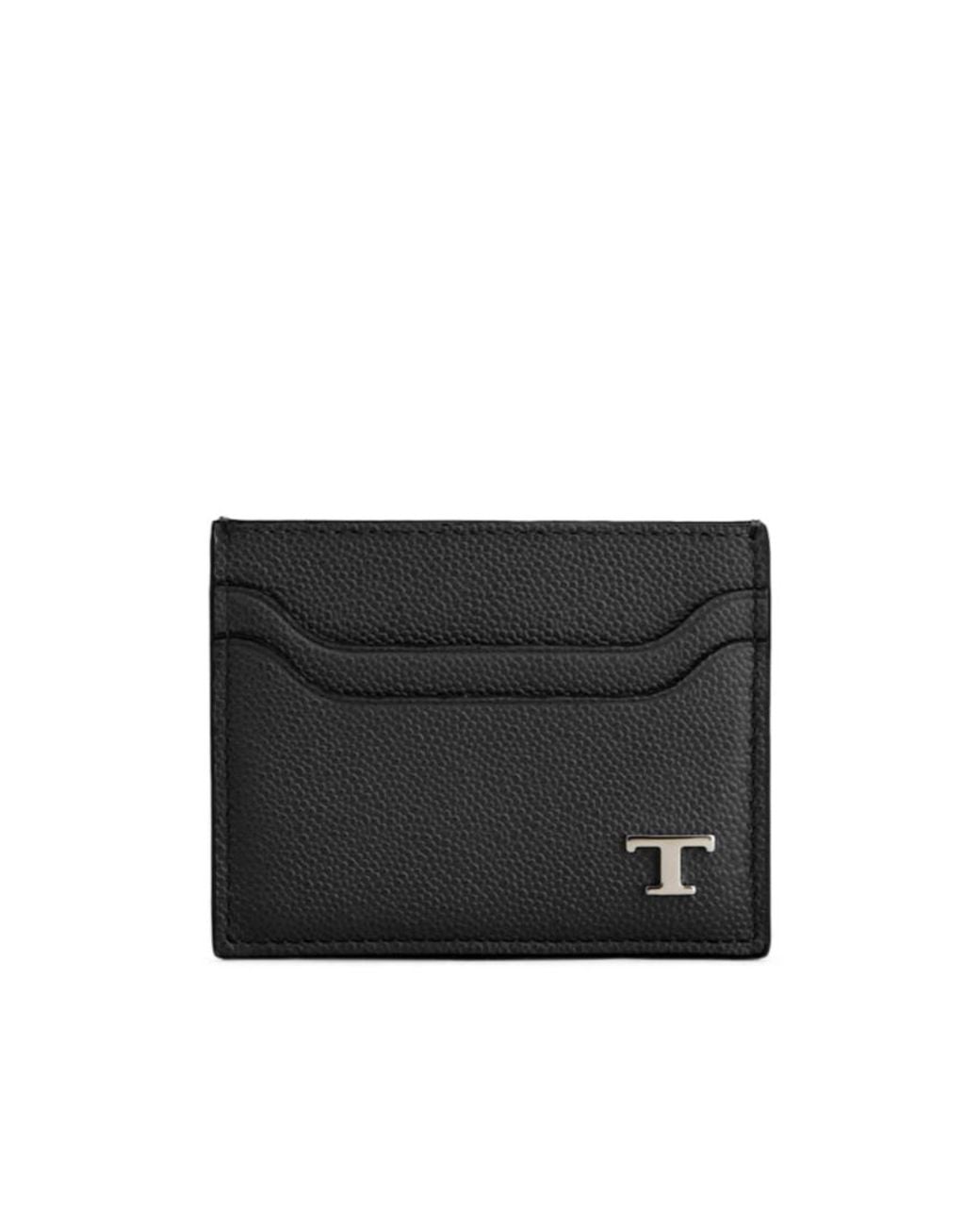 Tod's Black T Timeless Logo Credit Card Holder for men