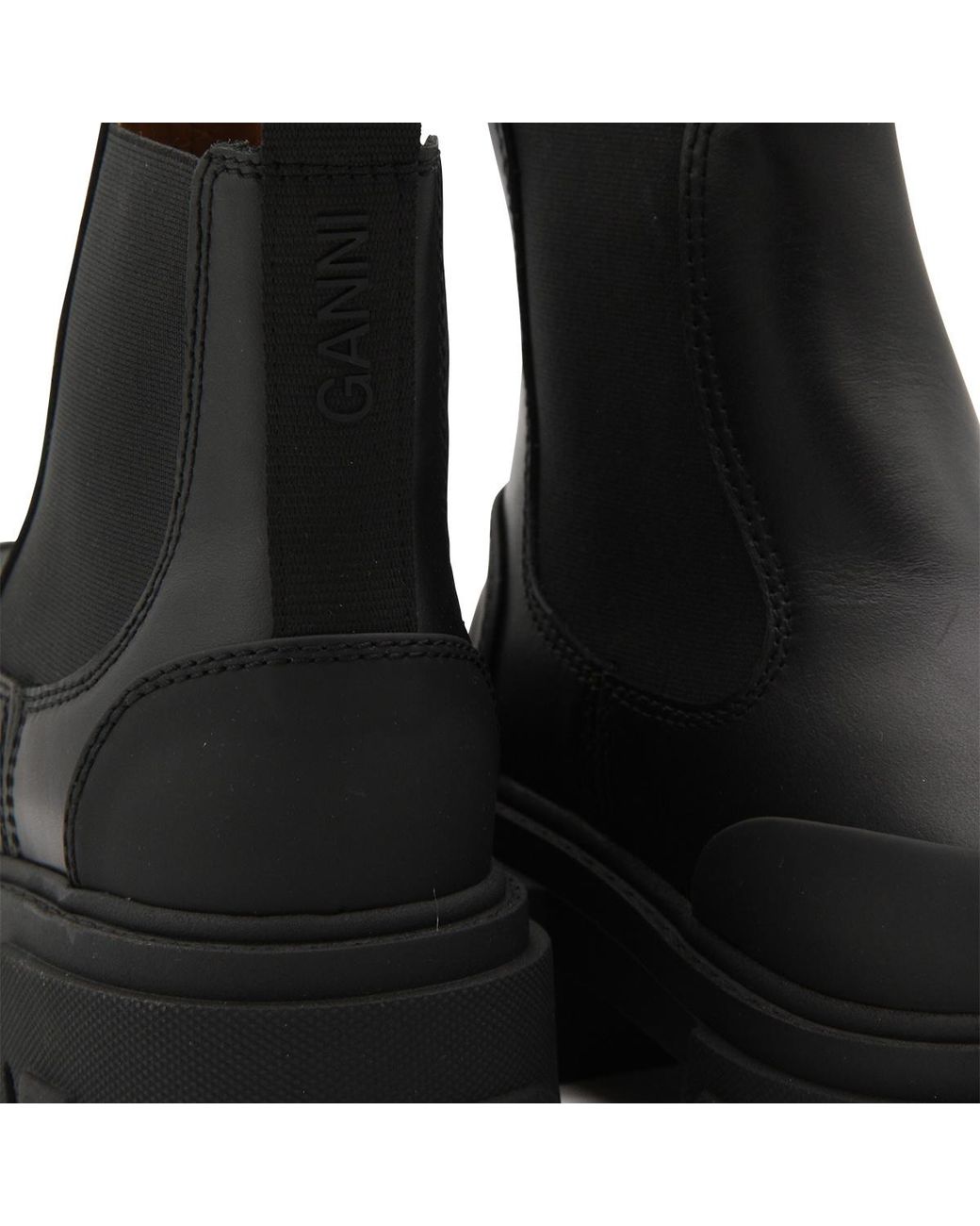 Ganni Black Cleated Low Chelsea Boots