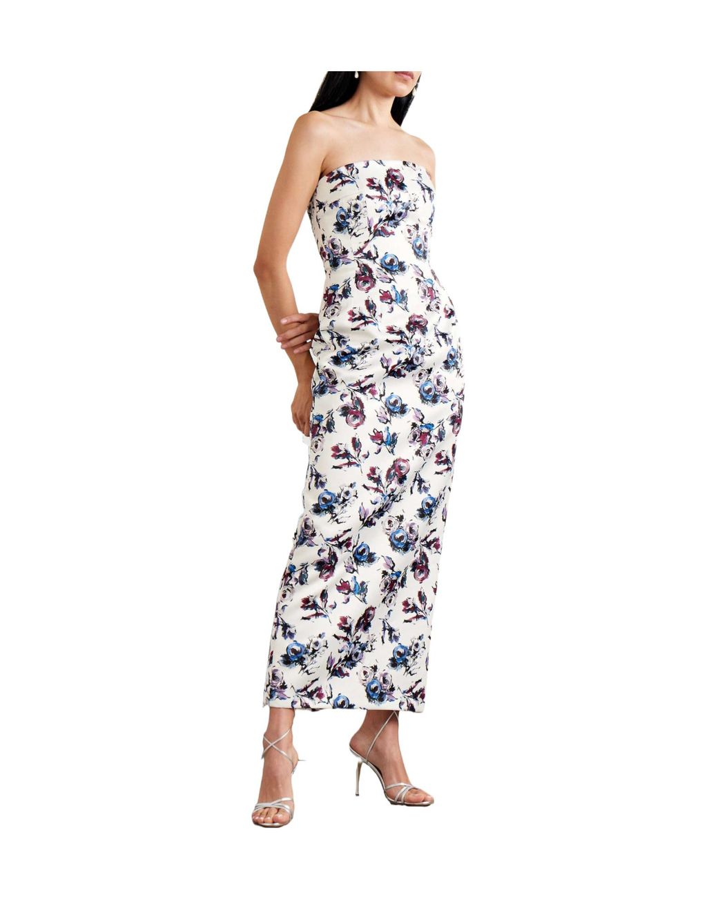 Emilia Wickstead White Satin Midi Dress