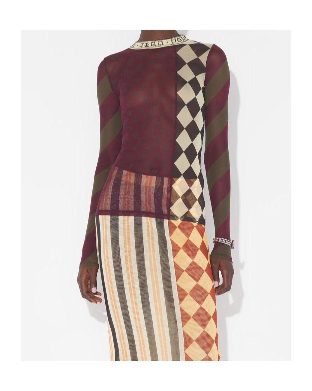 Jean Paul Gaultier Purple Patchwork Long-Sleeves Top