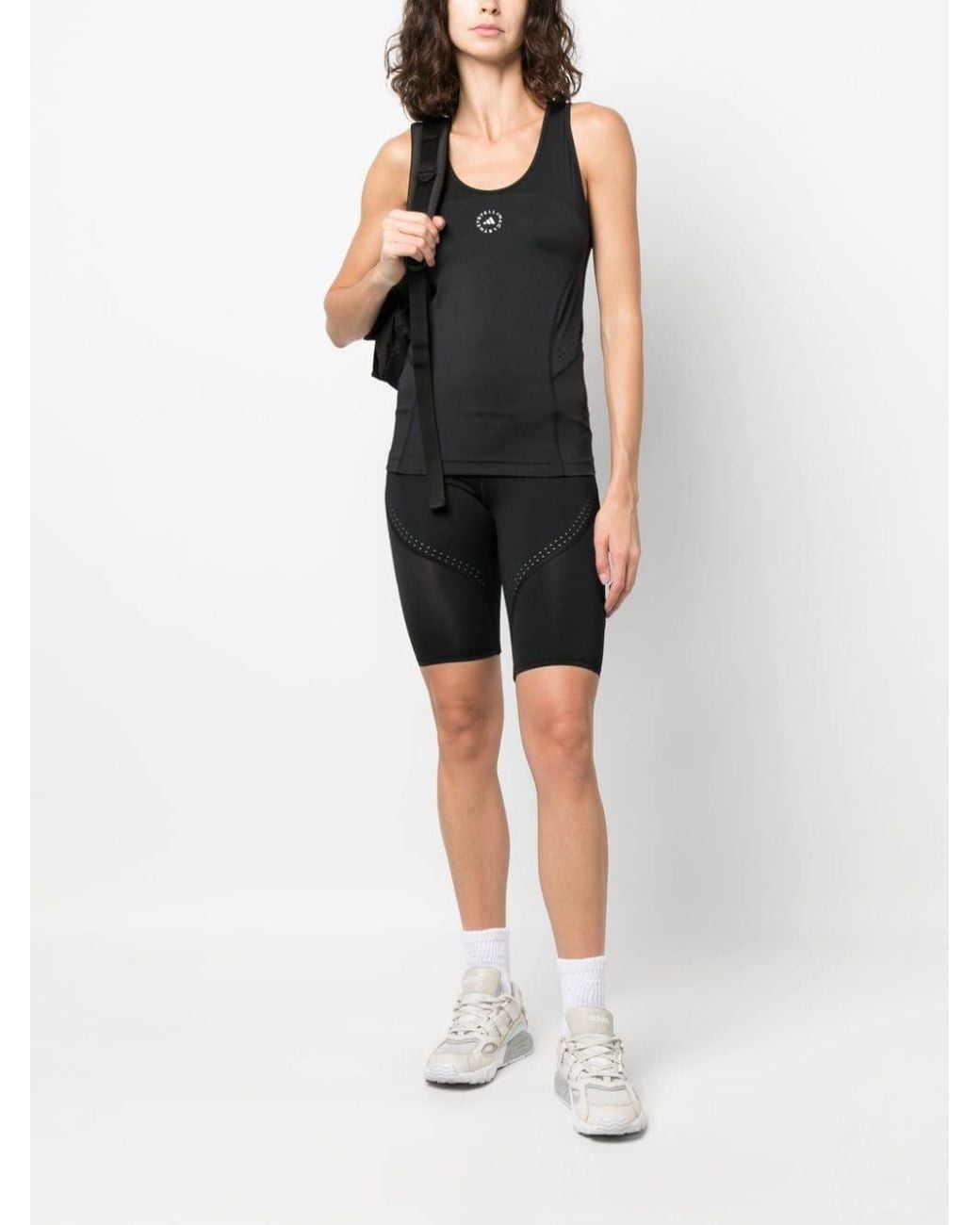 Adidas By Stella McCartney Black Logo Printed Racerback Tank Top