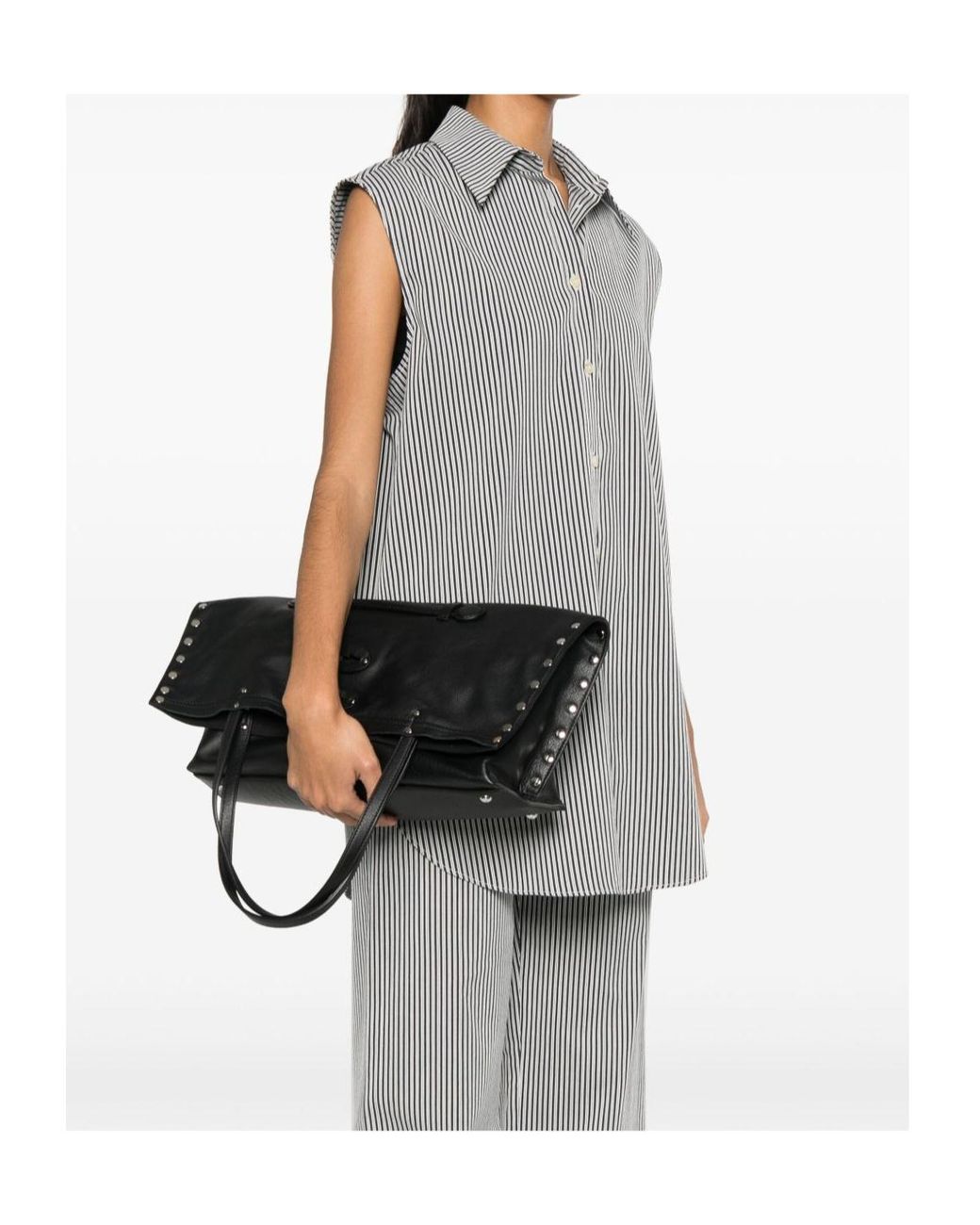 Zanellato Gray Medium-Sized Studded Handbag