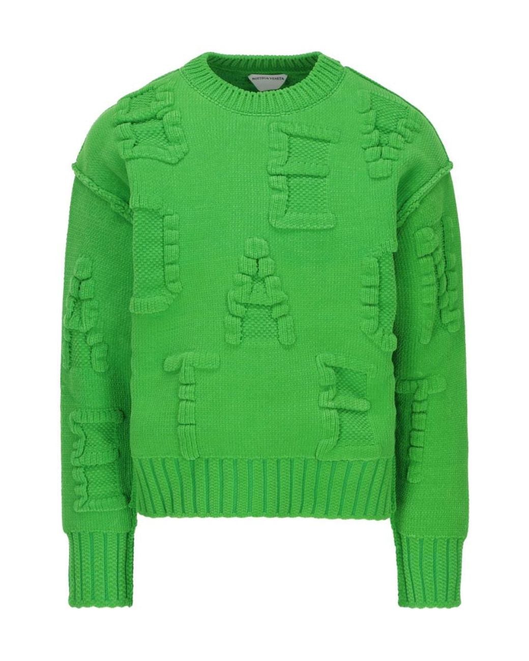 Bottega Veneta Green Knitted Long-Sleeve Jumper for men