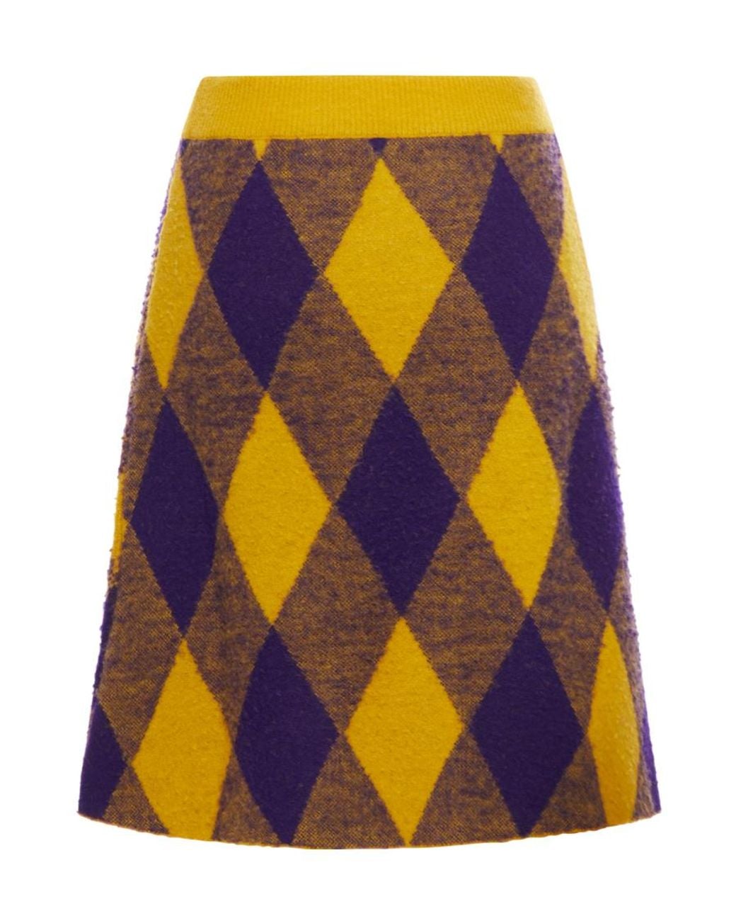 Burberry Multicolor Argyle Logo Embroidered Skirt