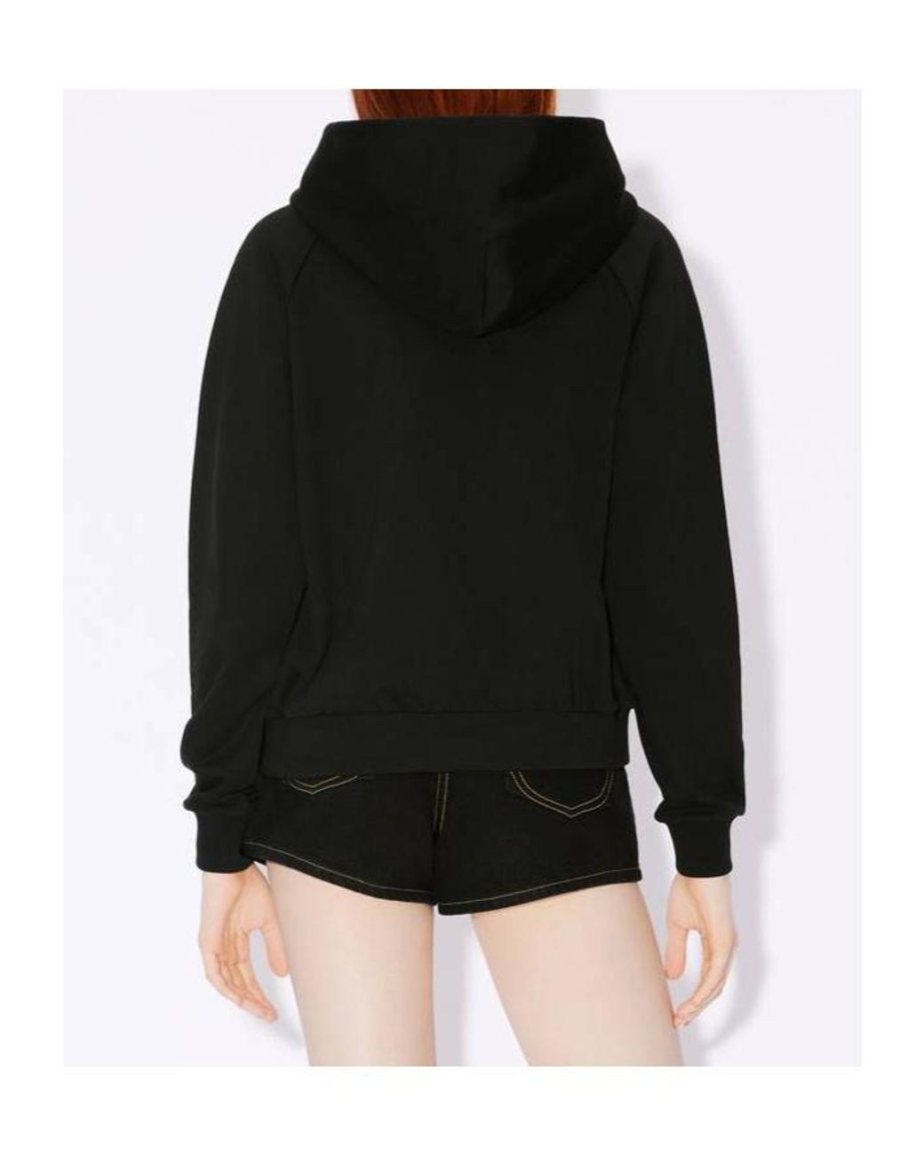 KENZO Black 'Boke Flower Crest' Hooded Embroidered Zip-Up Cardigan