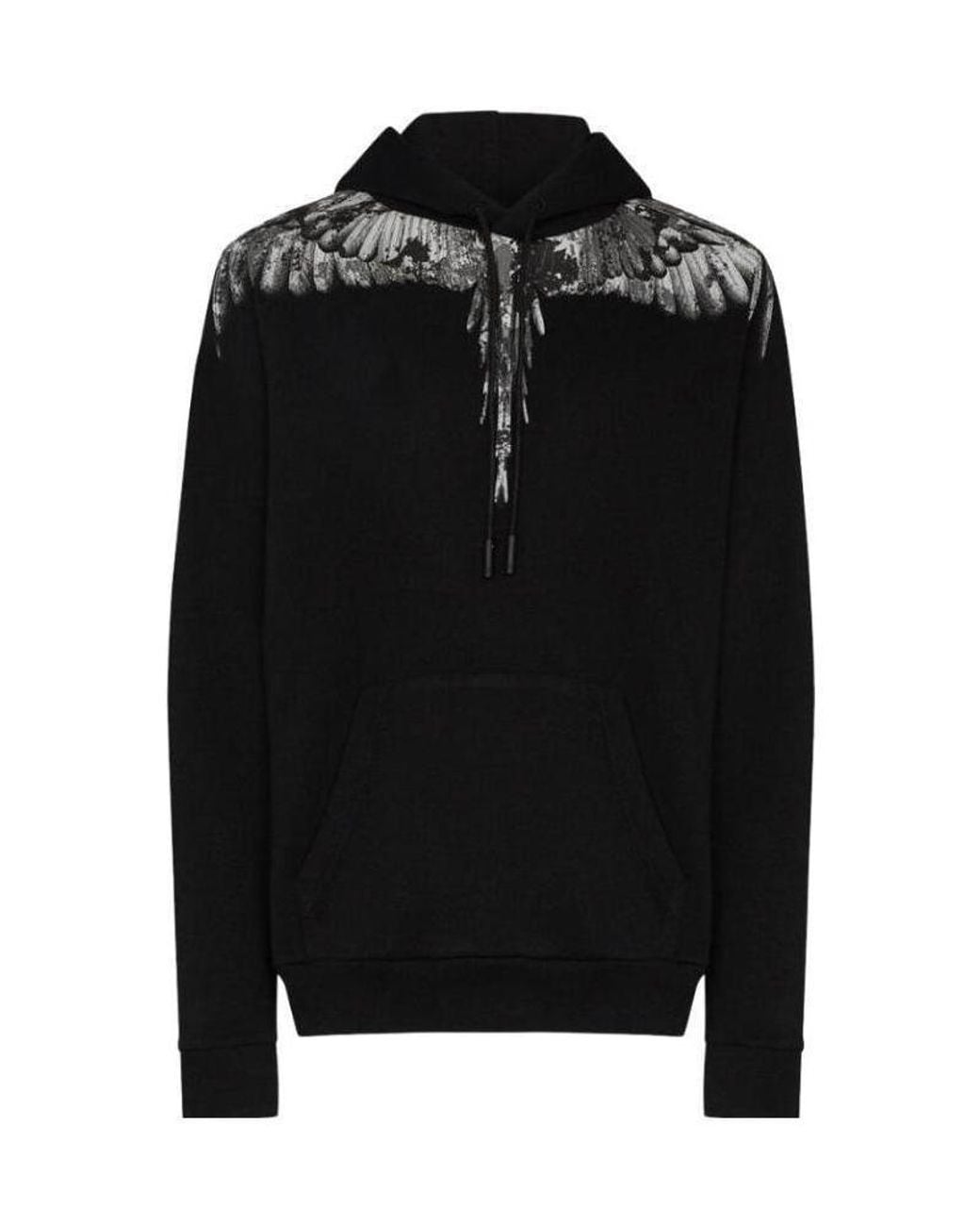 Marcelo Burlon Black Wing Print Hooded Sweatshirt for men