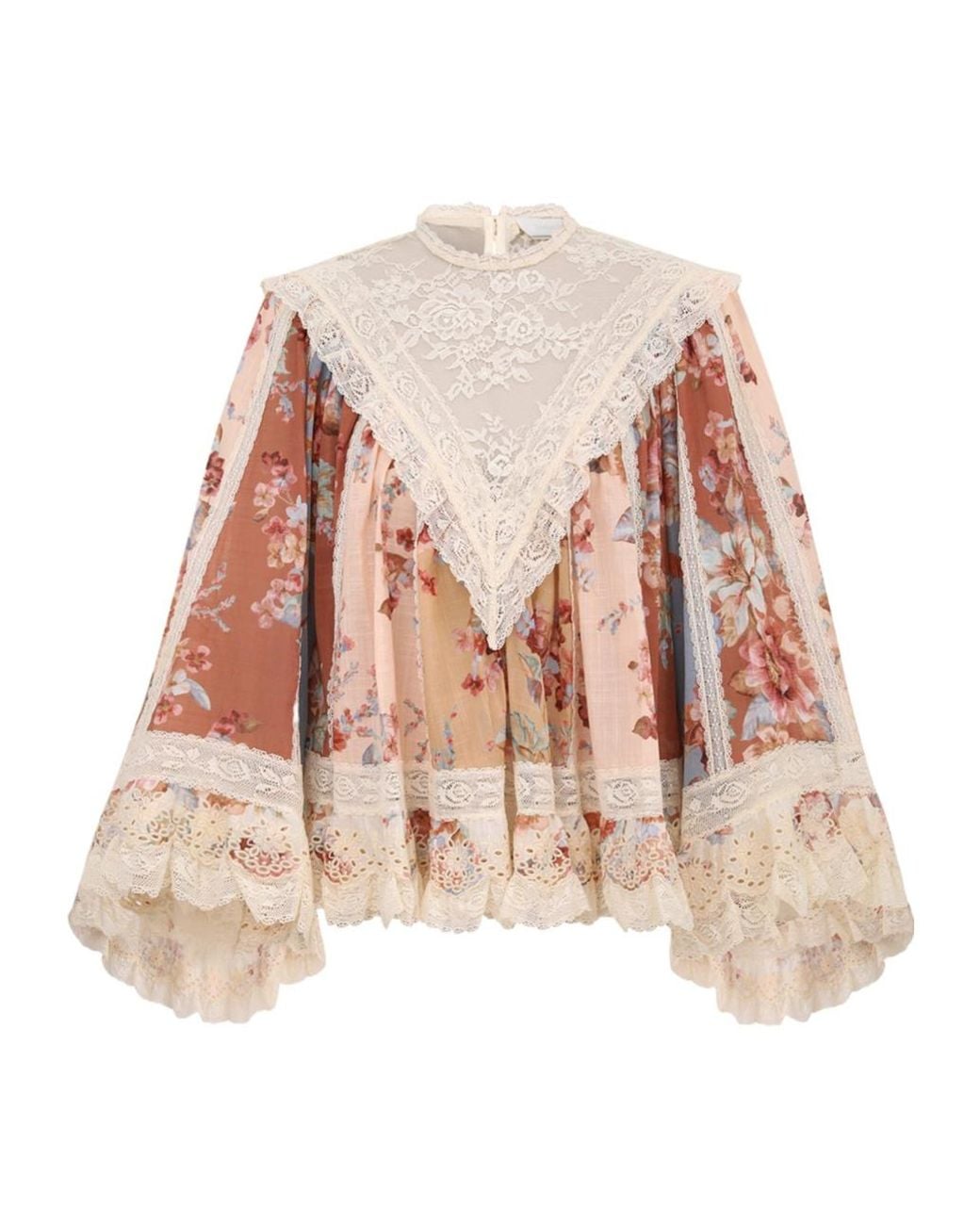 Zimmermann Natural Awaken Lace Trim Blouse