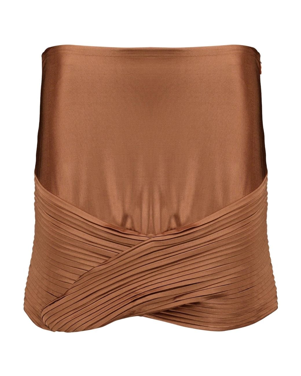 Rabanne Brown Pleated Zip-Up Mini Skirt