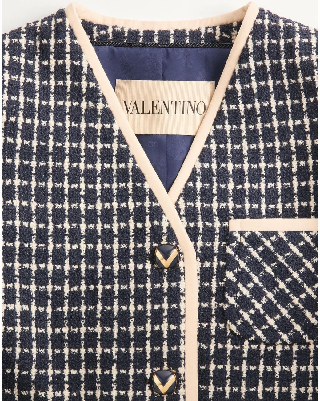 Valentino Black V-Neck Button-Up Jacket