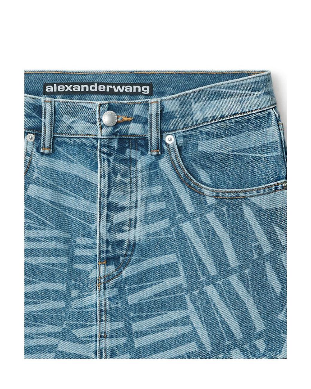 Alexander Wang Blue Logo-Print Mini Denim Skirt