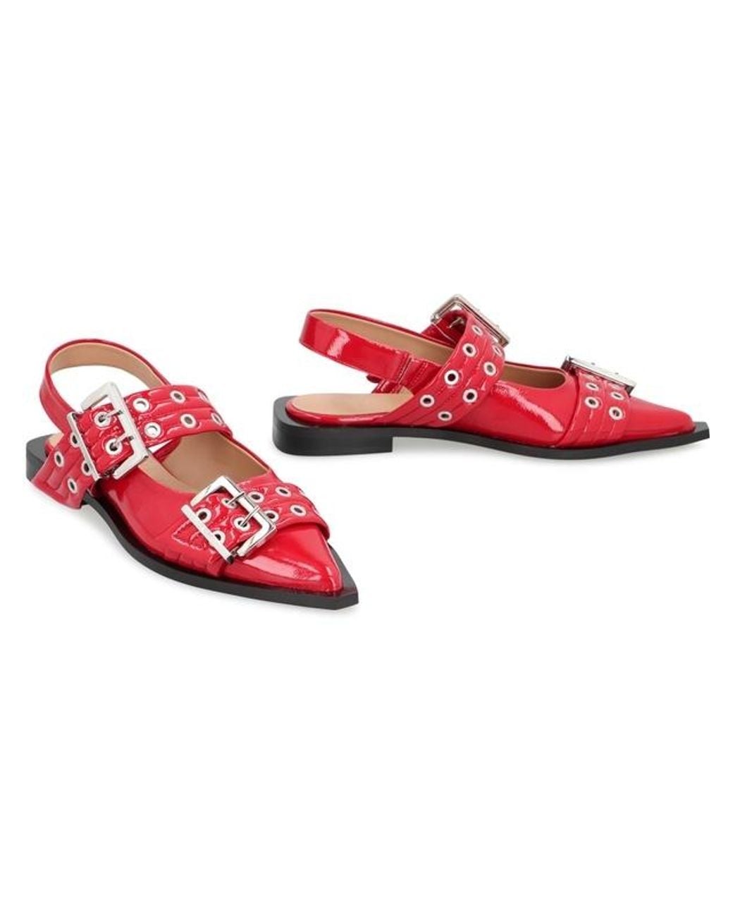 Ganni Red Open-Toe Flat Sandals