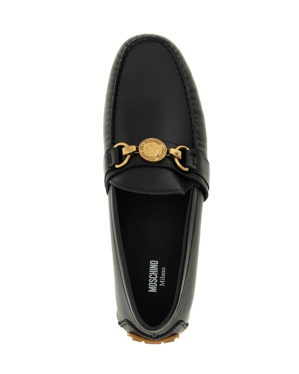 Moschino Black Logo Plaque Penny Loafers for men