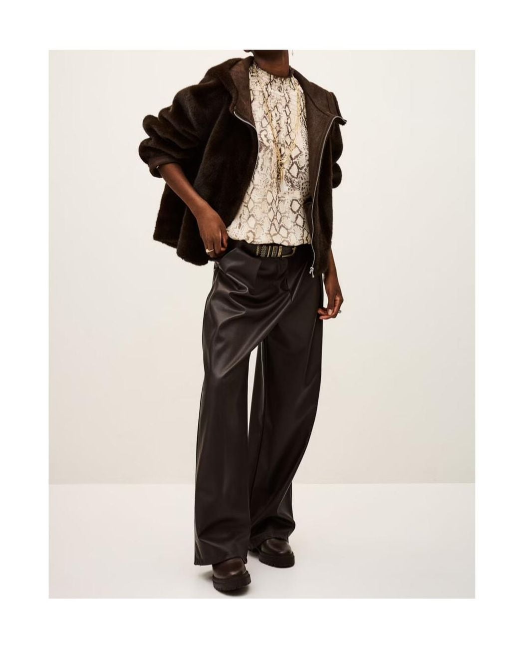 Ba&sh Black Pandy Faux Fur Hooded Jacket
