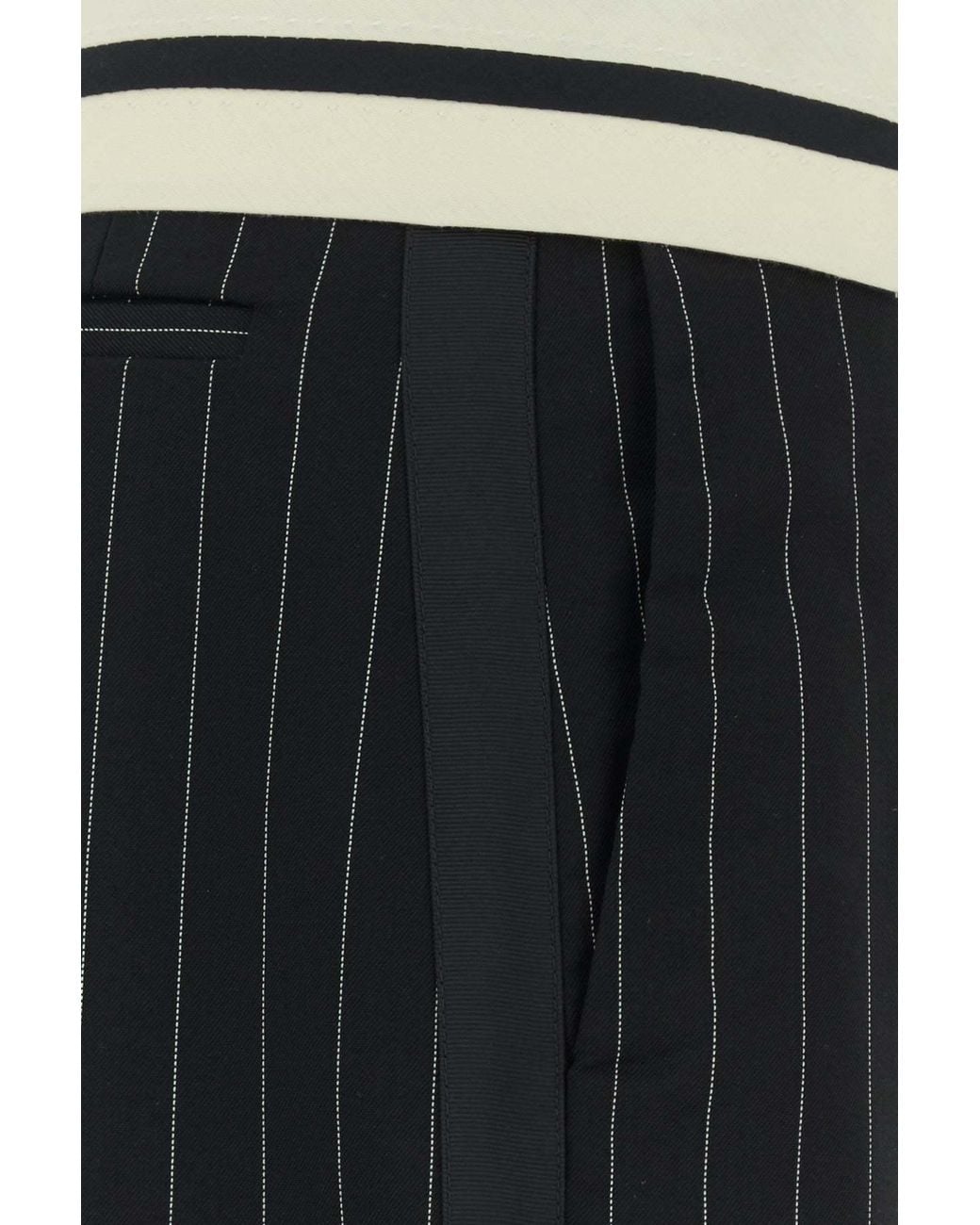 Jean Paul Gaultier Black Pinstripe Exposed-Waist Pants