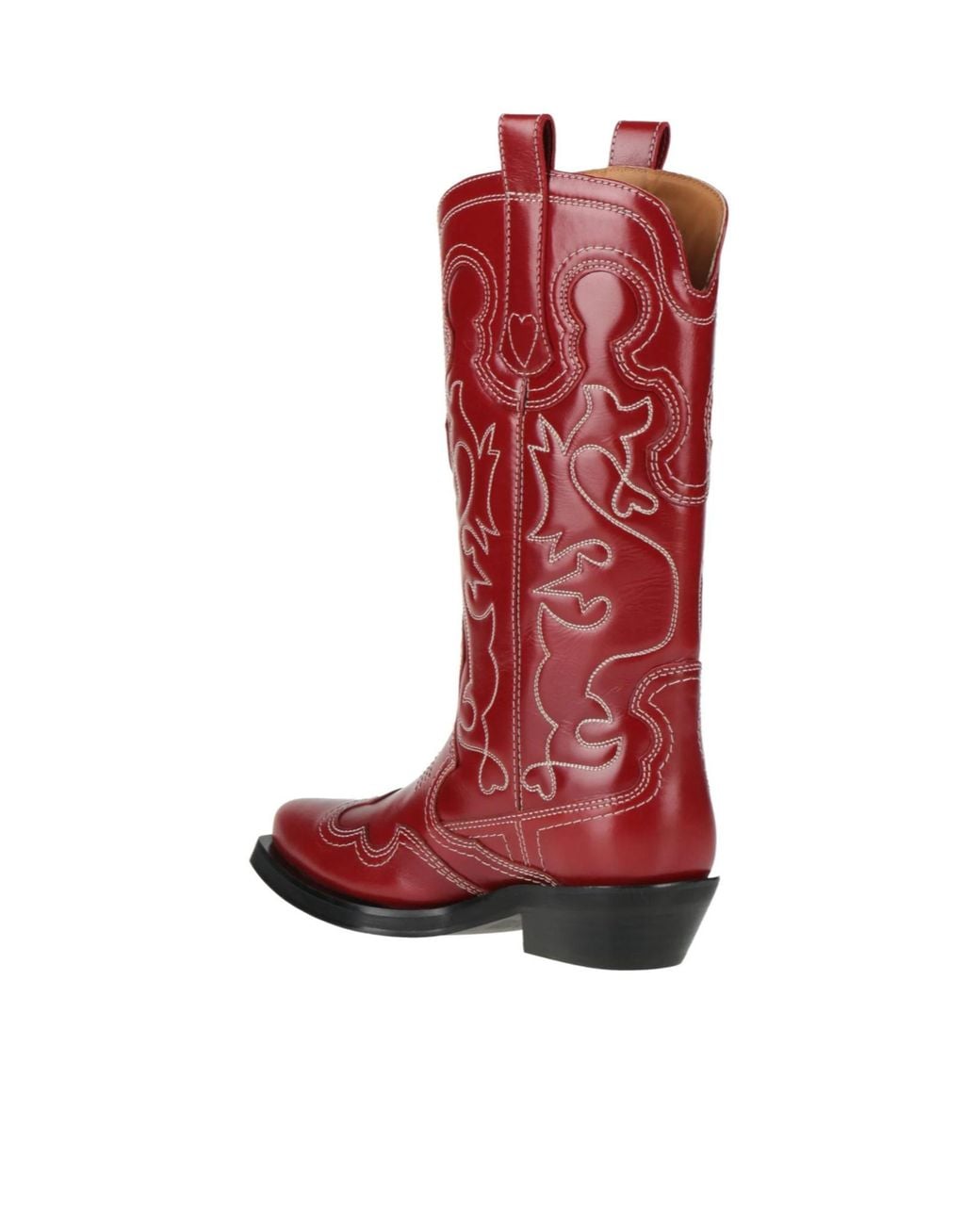 Ganni Red Minimalist Denim Boots