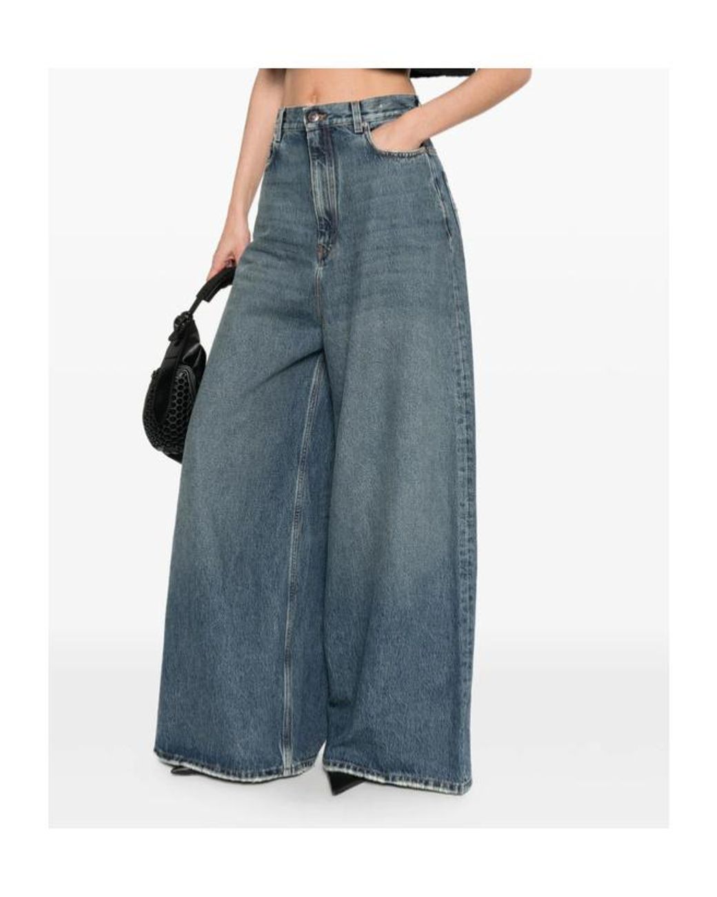 Balenciaga Blue High-Waisted Wide-Leg Jeans