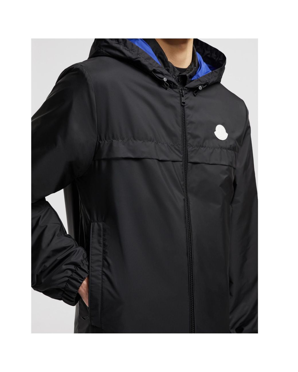 Moncler Black Rifeo Logo Patch Zip-Up Jacket for men