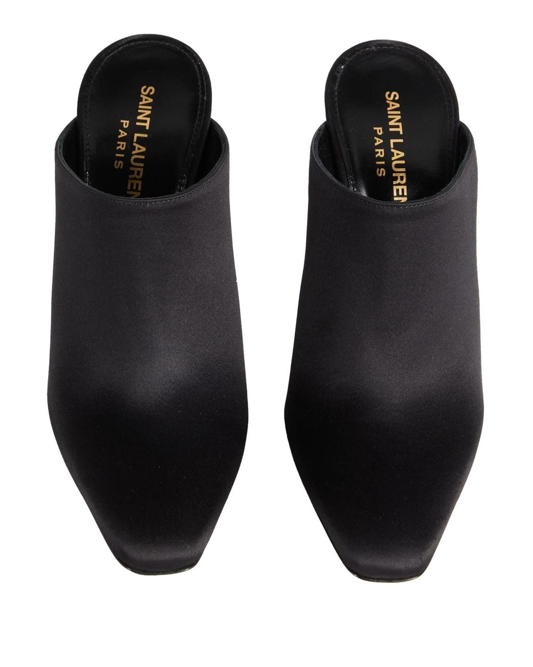 Saint Laurent Black Satin Pointed-Toe Mules