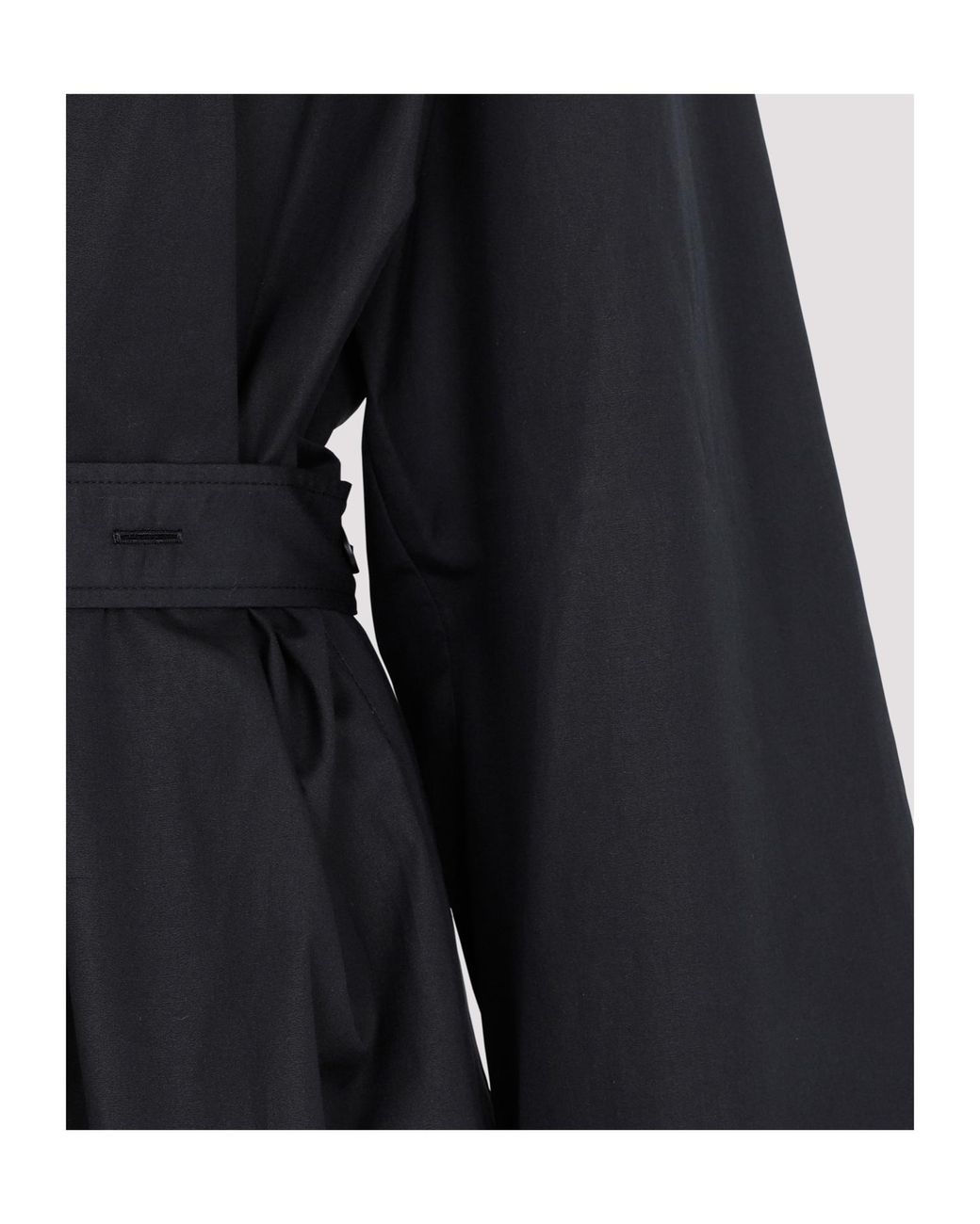 Lemaire Black Long-Sleeved Pleated Midi Dress