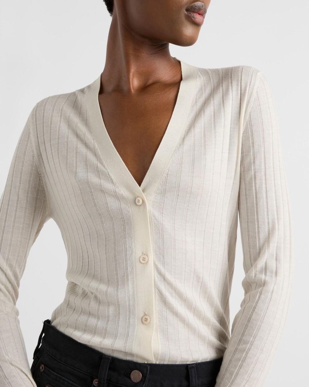 Prada White Cashmere And Silk Cardigan