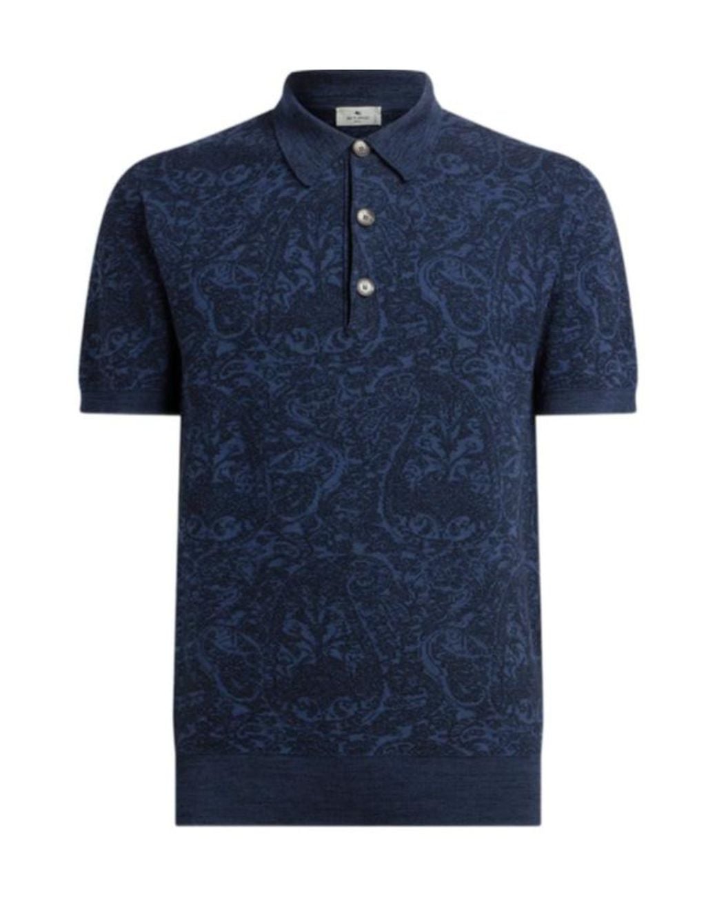 Etro Blue Paisley Jacquard Polo Shirt for men