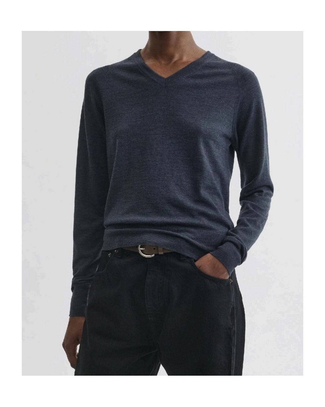 Phoebe Philo Blue V-Neck Wool Sweater