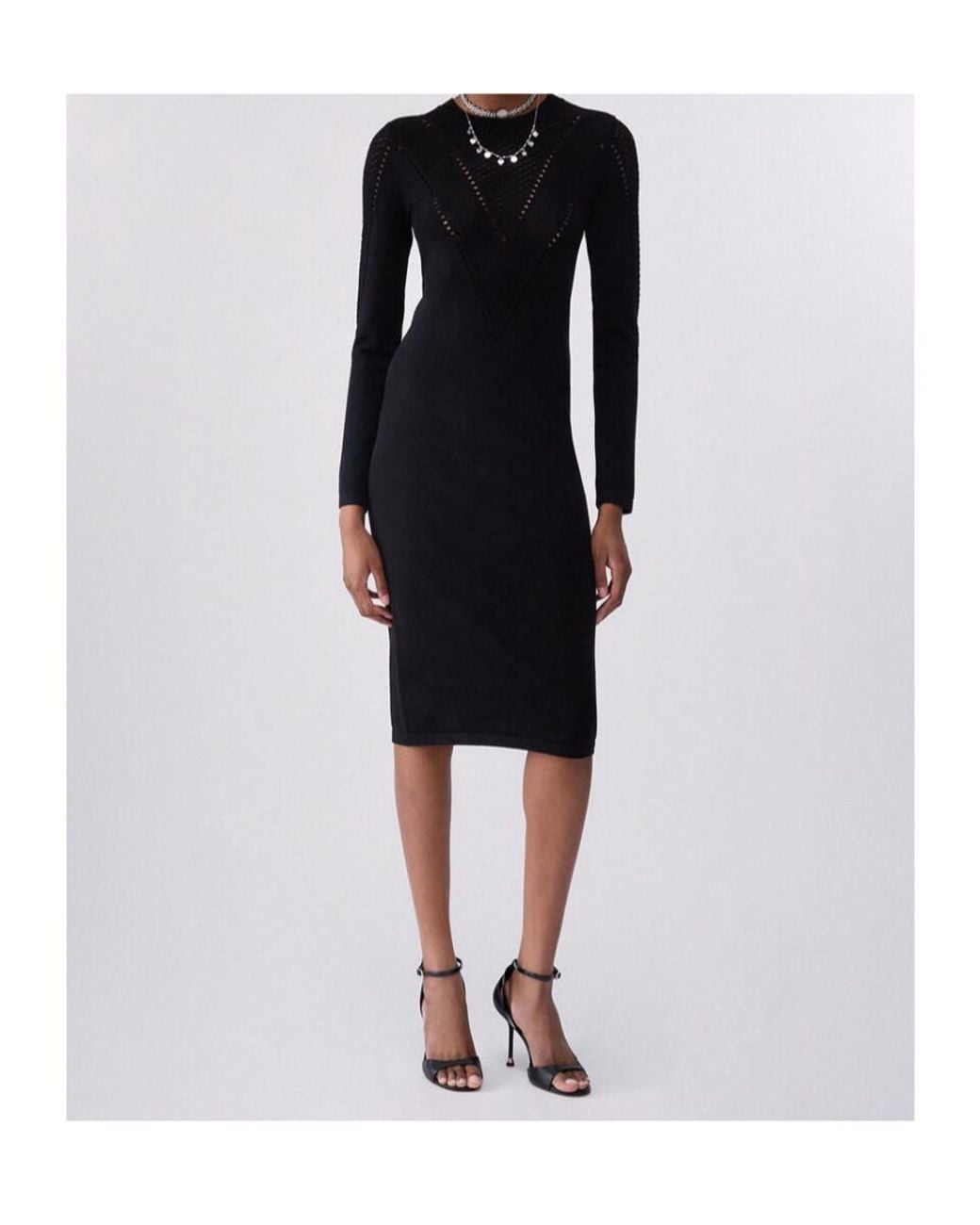 Liu Jo Black Studded Mesh Knitted Dress