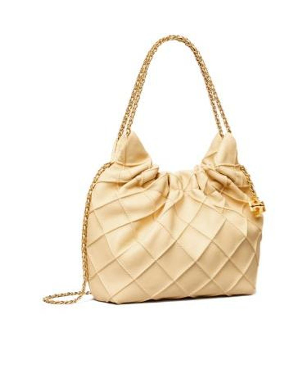 Tory Burch Natural Fleming Drawstring Mini Hobo Bag