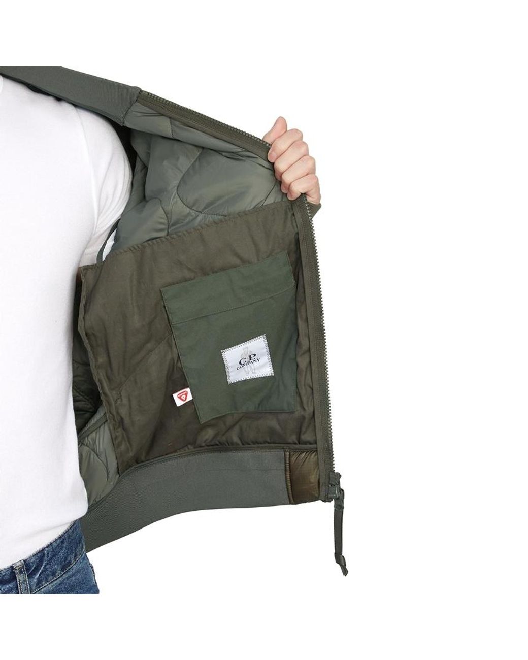 C P Company Green Liner Padded Bomber Jacket for men