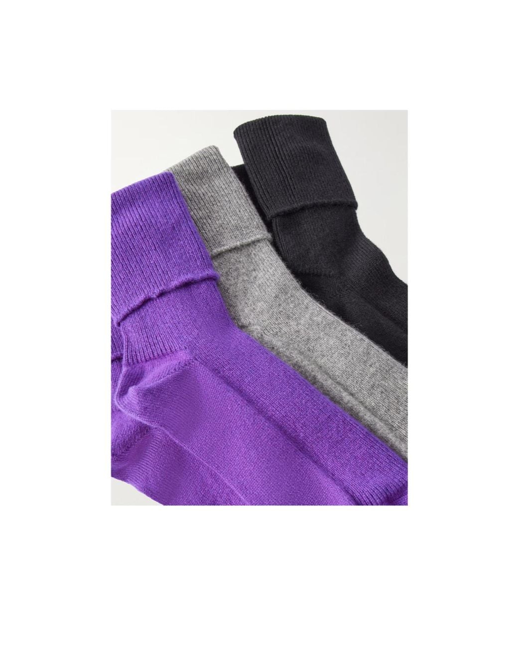 Johnstons Purple Set Of Three Ribbed Cashmere-Blend Socks