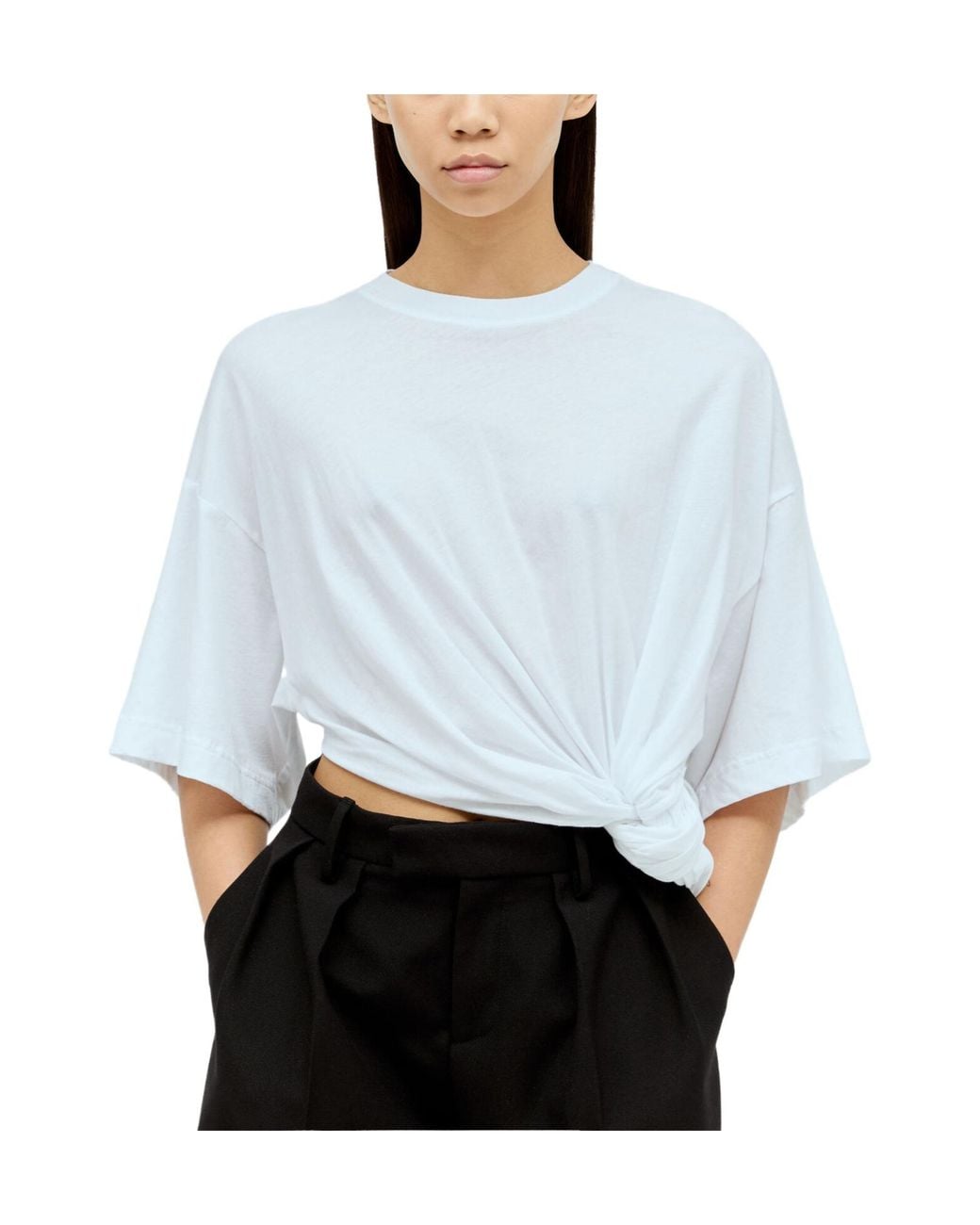 Sportmax White Afgano Ruched Crewneck Top
