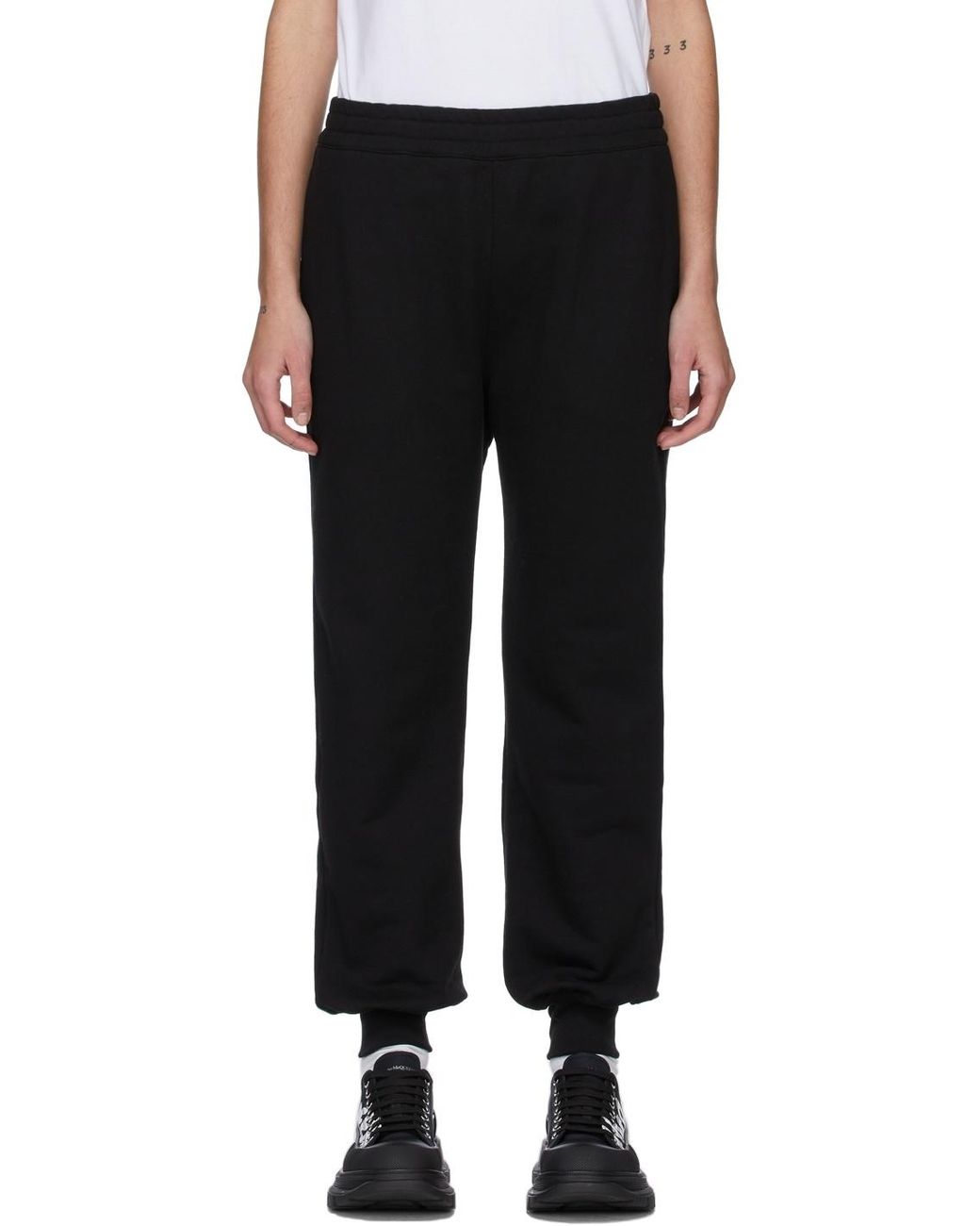 McQueen Black Logo Printed Jersey Joggers