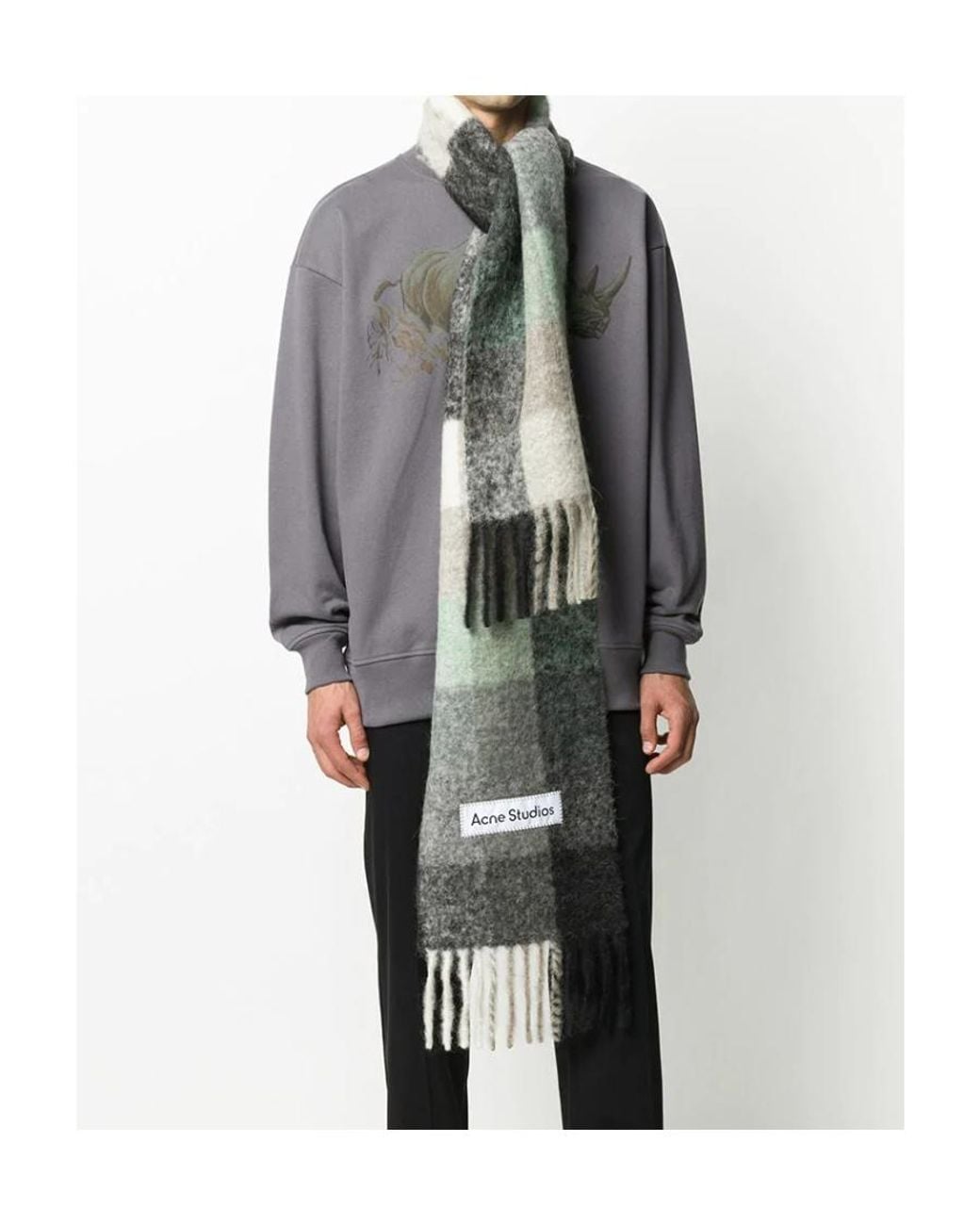 Acne Gray Logo Patch Scarf for men