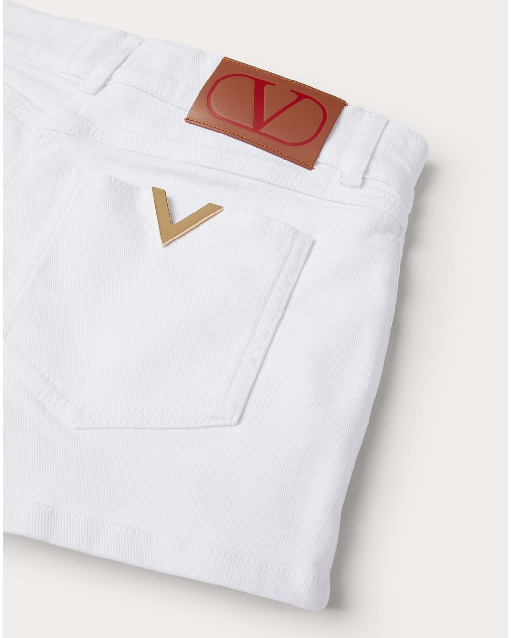 Valentino White Denim Shorts With Belt Loops