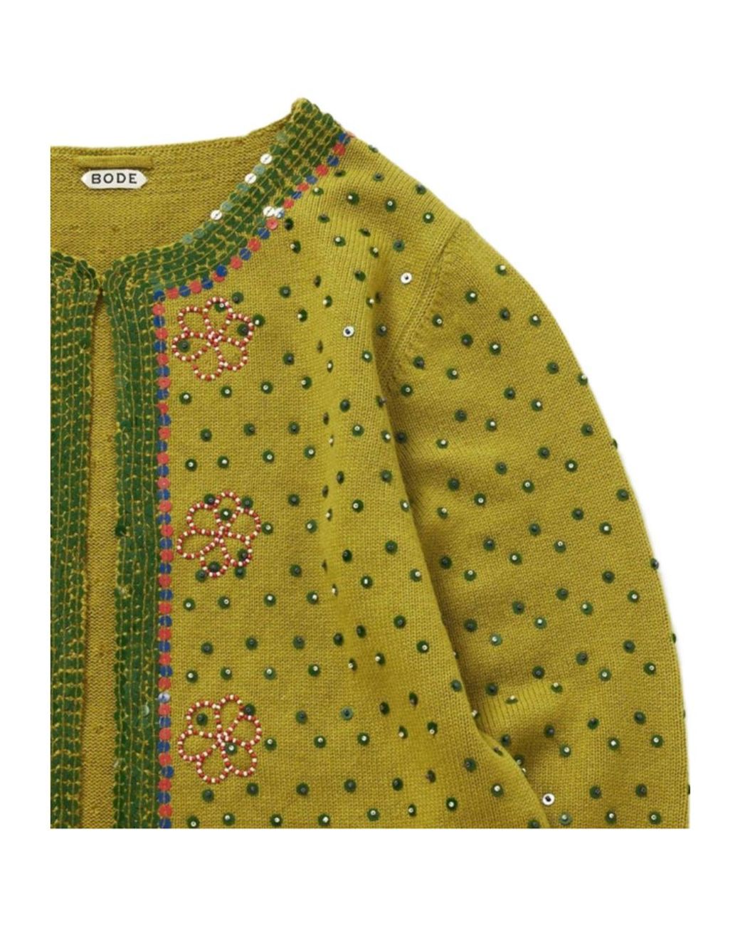 Bode Green Fairyfloss Embellished Cardigan