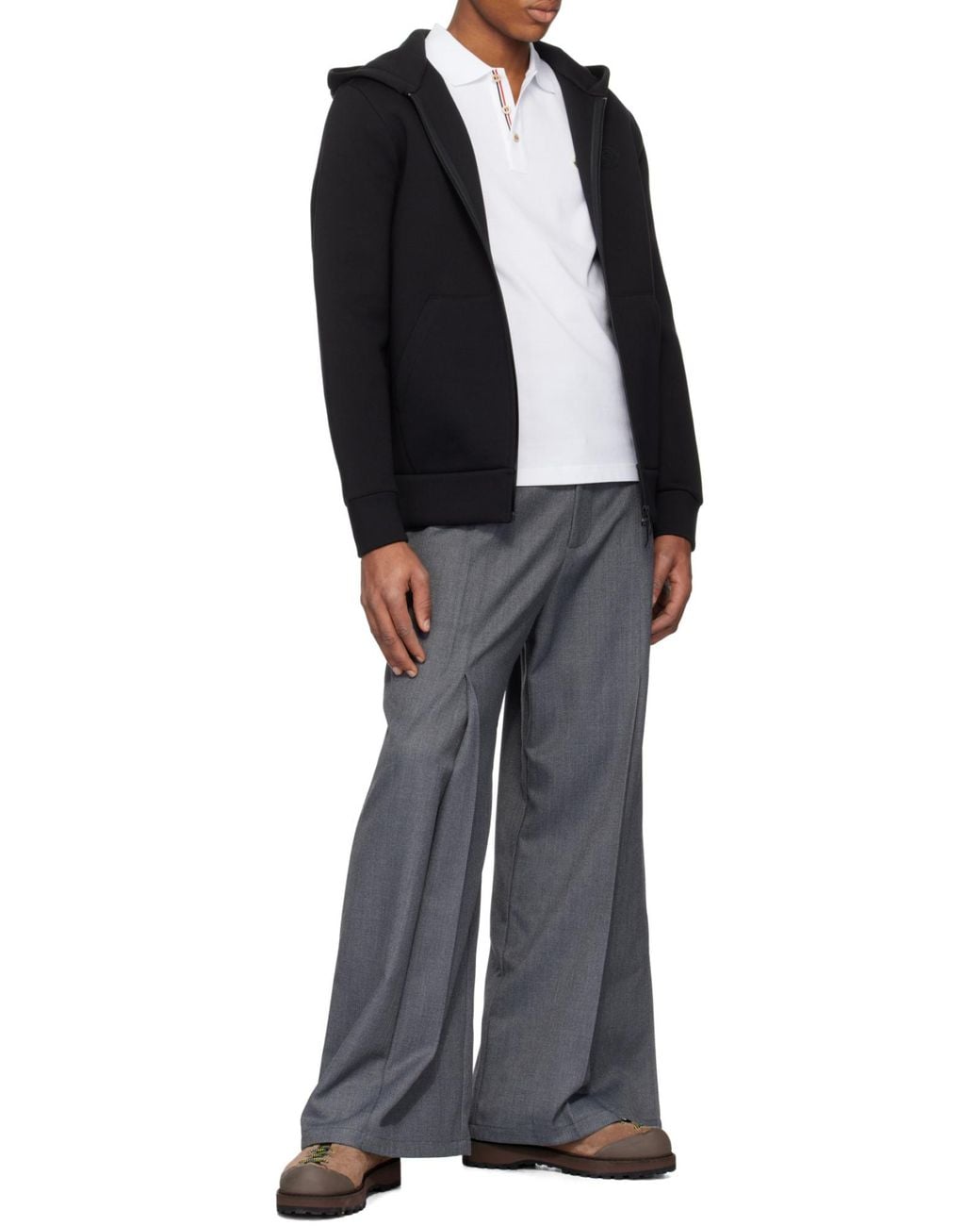Moncler Black Logo Patch Zip-Up Hoodie for men