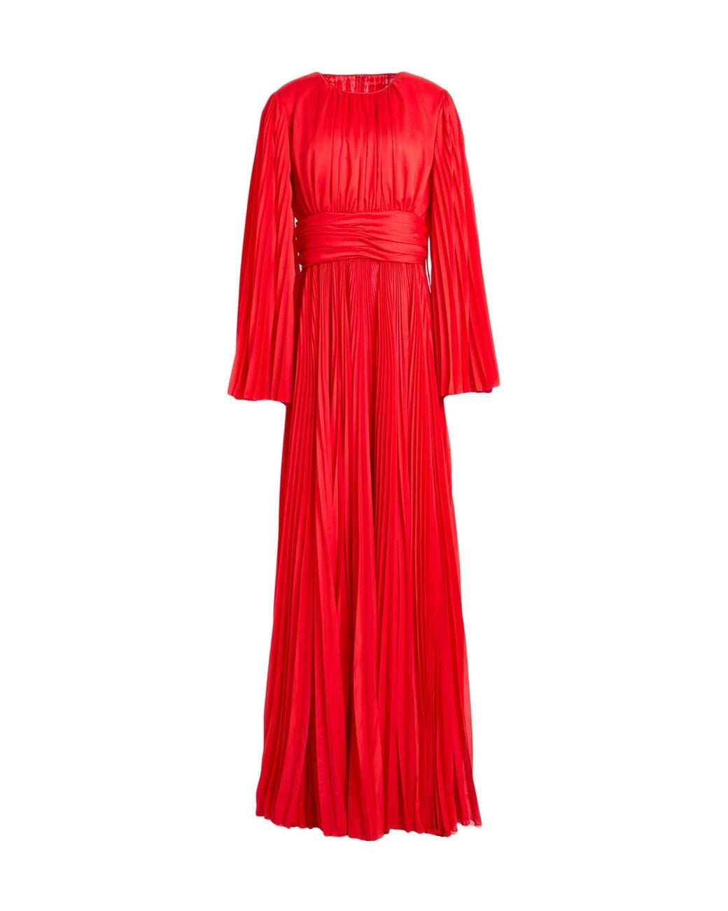 Dolce & Gabbana Red Solid-Color Long-Sleeved Chiffon Dress
