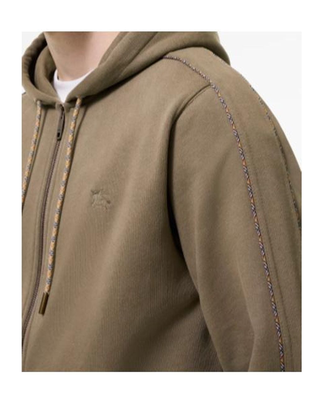 Burberry Green Check Piping Zip-Up Hoodie for men