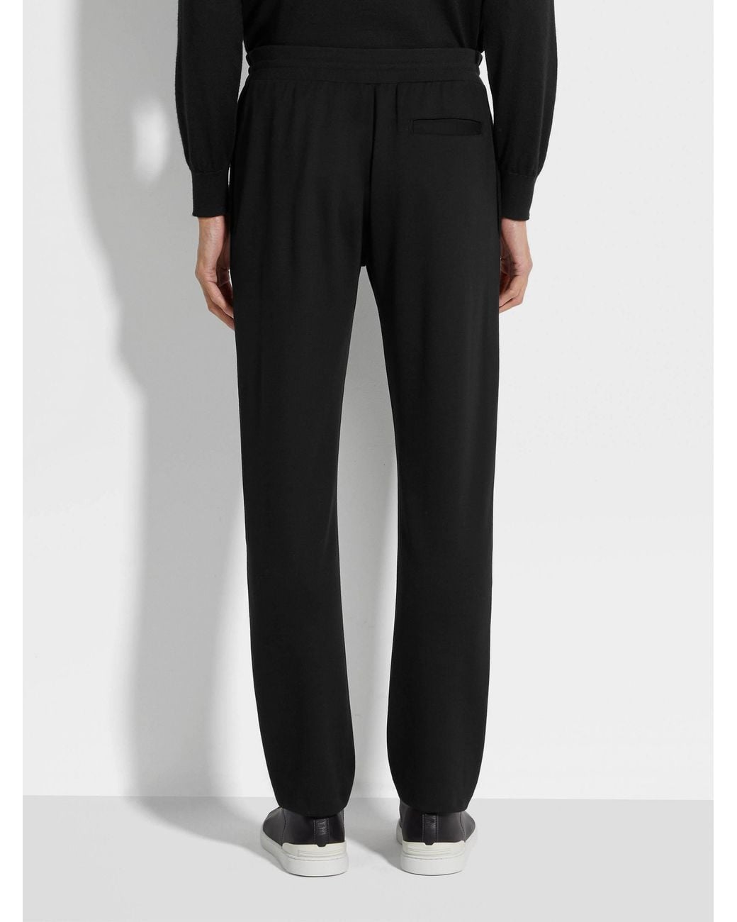 Zegna Black Wool Track Trousers for men